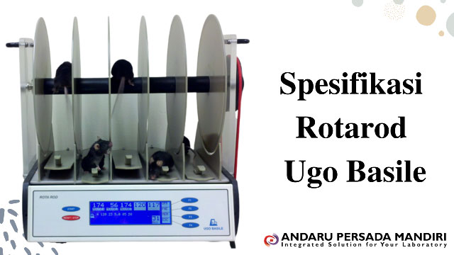 ilustrasi gambar spesifikasi alat rotarod dari brand Ugo Basile