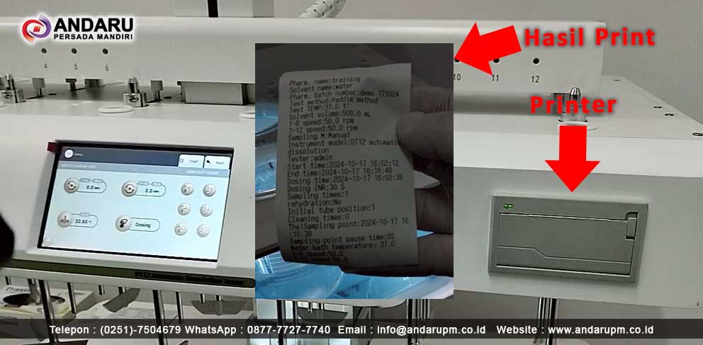Bagian-Bagian pada Dissolution Tester : Printer dan Hasil Cetak