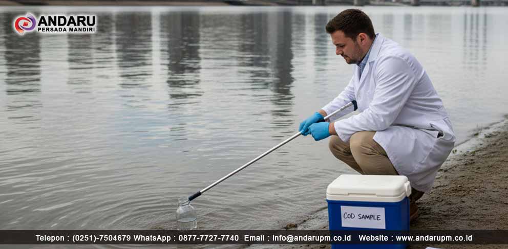 Ilustrasi pengambilan sampel air untuk pengujian COD Pengambilan sampel ar untuk uji COD