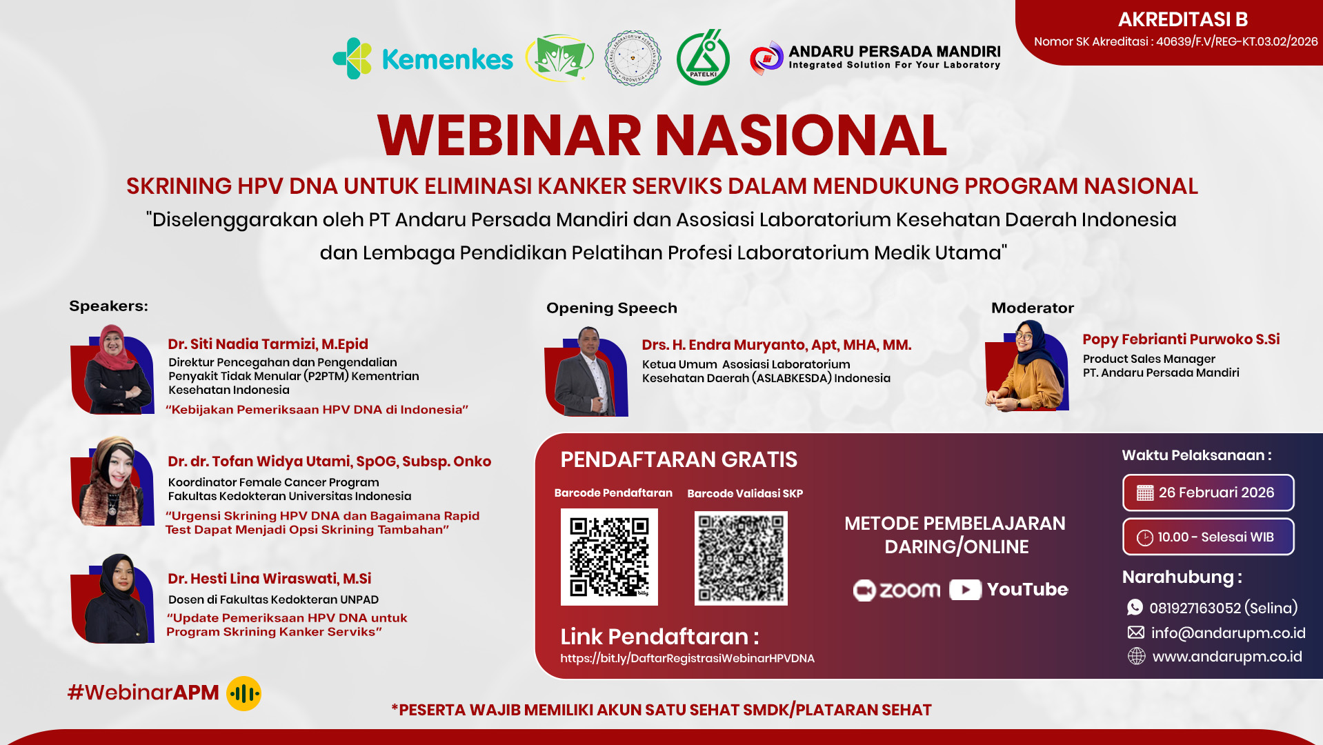 Webinar Nasional - Skrining Hpv Dna Untuk Eliminasi Kanker Serviks Dalam Mendukung Program Nasional – PT. Andaru Persada Mandiri