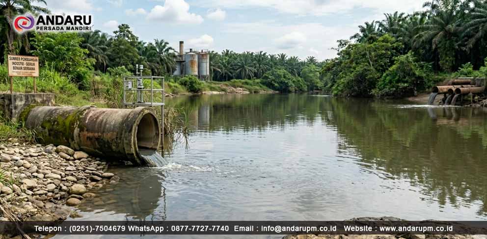Pembuangan limbah industri ke sungai Pembuangan Limbah Mengandung Senyawa Fenol ke Sungai