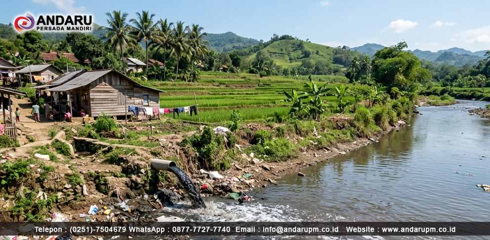 Pencemaran pada air sungai, yang mengakibatkan anion dalam air meningkat Pencemaran pada air sungai