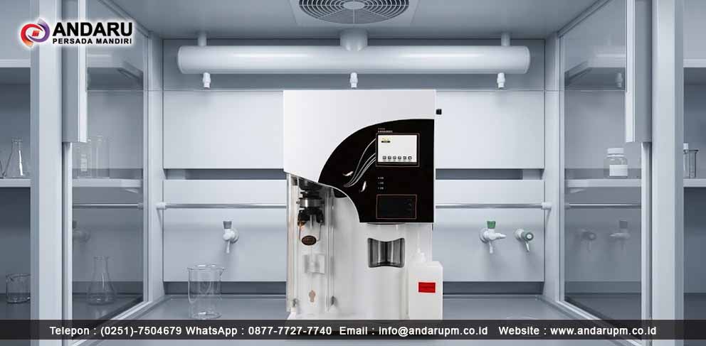 Ilustrasi alat kjeldahl analyzer berada di laboratorium Pengujian Protein dalam Pangan Menggunakan Kjeldahl Analyzer